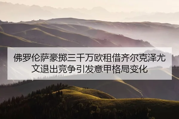佛罗伦萨豪掷三千万欧租借齐尔克泽尤文退出竞争引发意甲格局变化